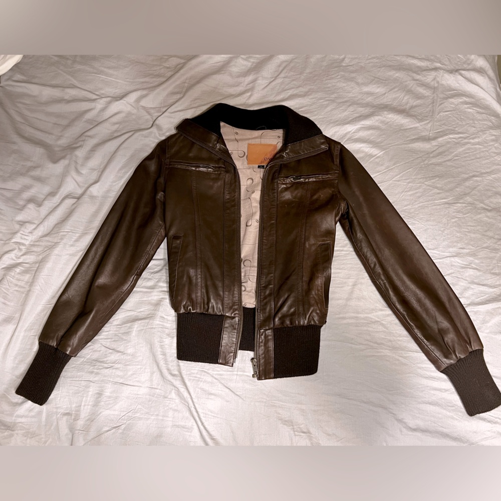 Brown leather jacket